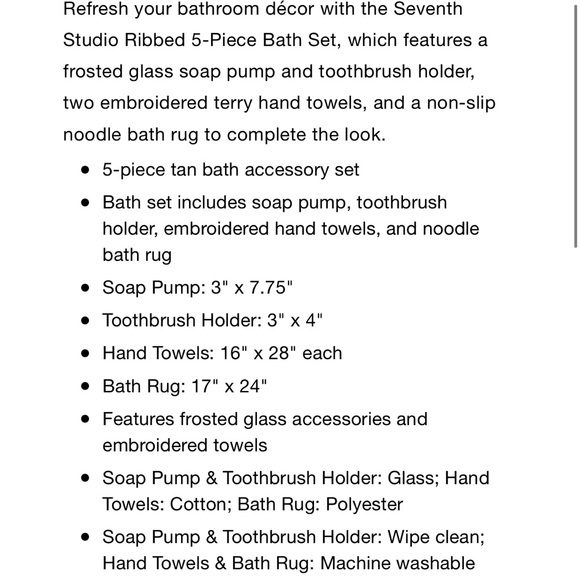 Seventh Studio Ribbed 5-Piece Bath Set - Picture 7 of 10